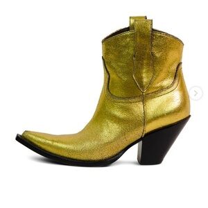 Margiela distressed gold ankle cowboy boot